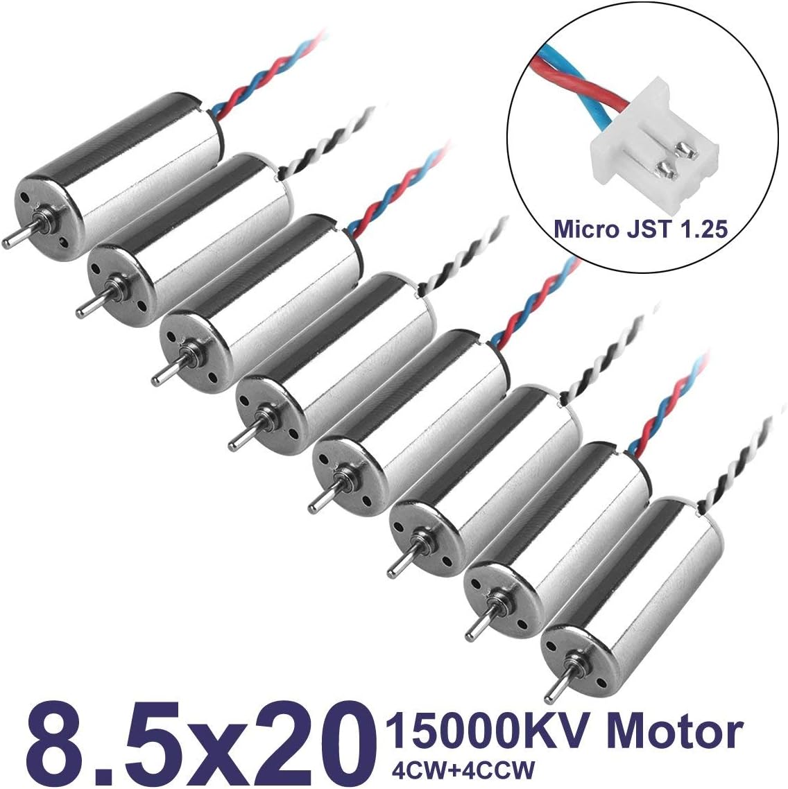 8pcs 8.5x20mm 15000KV Brushed Coreless Motor with JST-1.25 Connector J483889