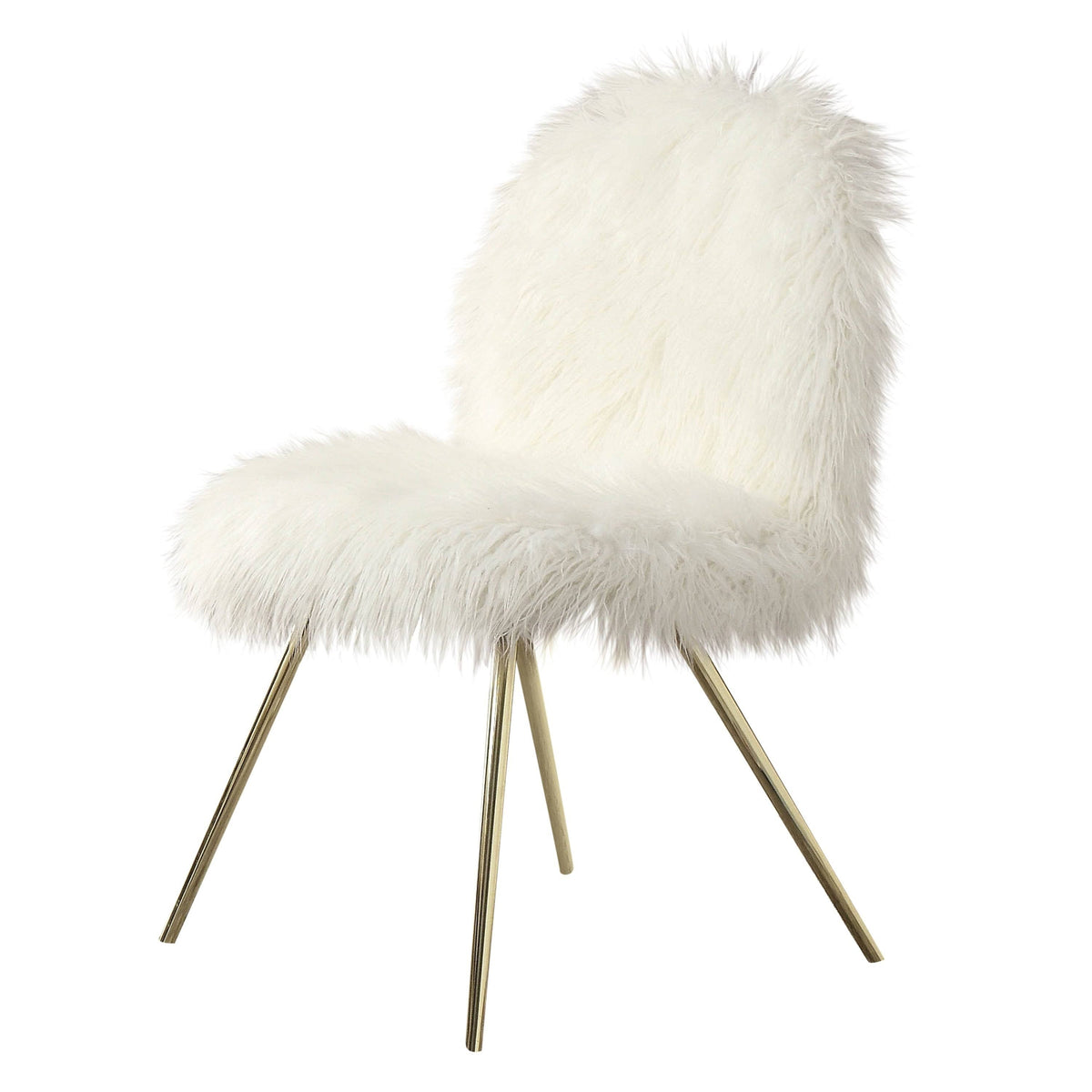 White Faux Fur Padded Accent Chair L7431