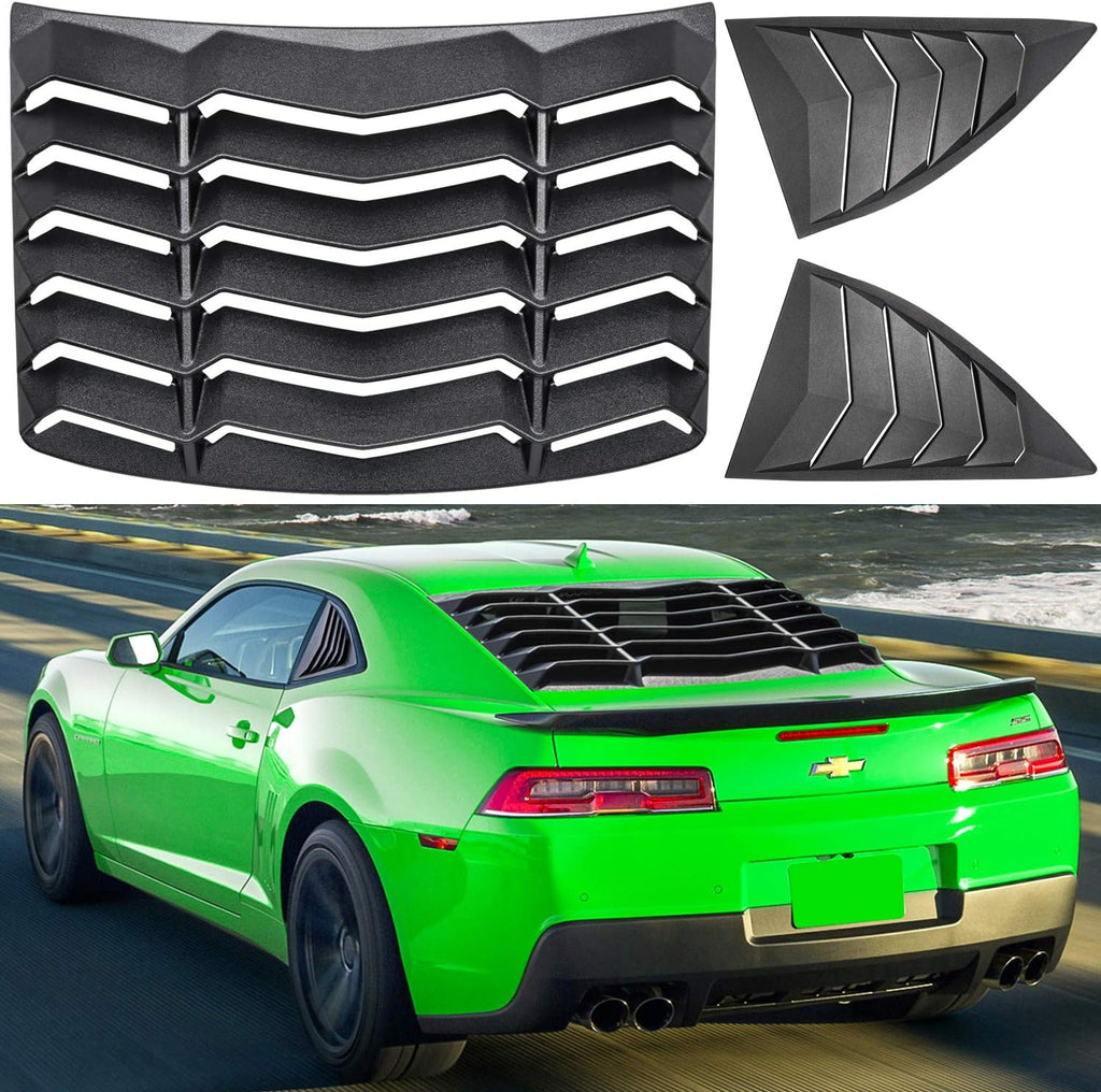 Matte Black Rear Side Window Louvers Sun Shade Cover for Camaro 2010 2011 2012 2013 2014 2015 L5488