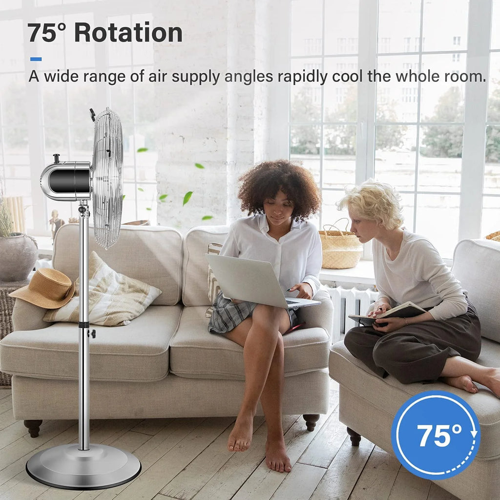 Metal Pedestal Fan, Quiet Oscillating Standing Fan with Height Adjustable G409
