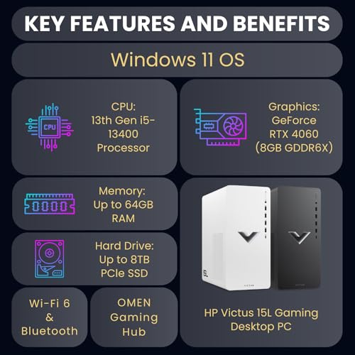 Black Gaming Desktop with i7-14700F, RTX 4060, 32GB RAM, 2TB SSD F621