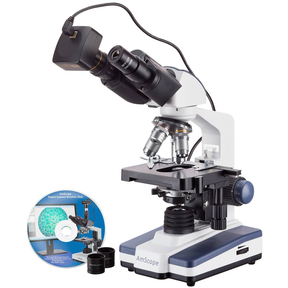40X-1000X LED Binocular Compound Microscope with 5MP USB3 Camera F192006