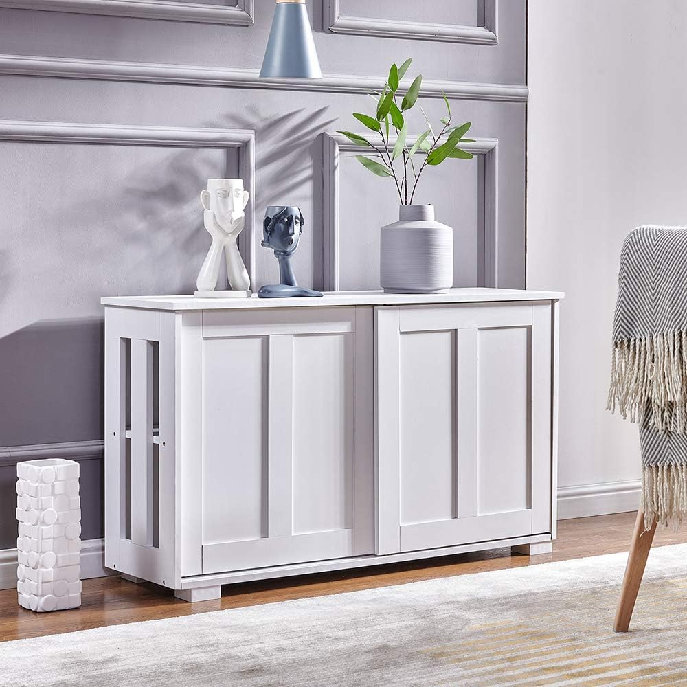 Warm White Kitchen Storage Sideboard with Sliding Door I885