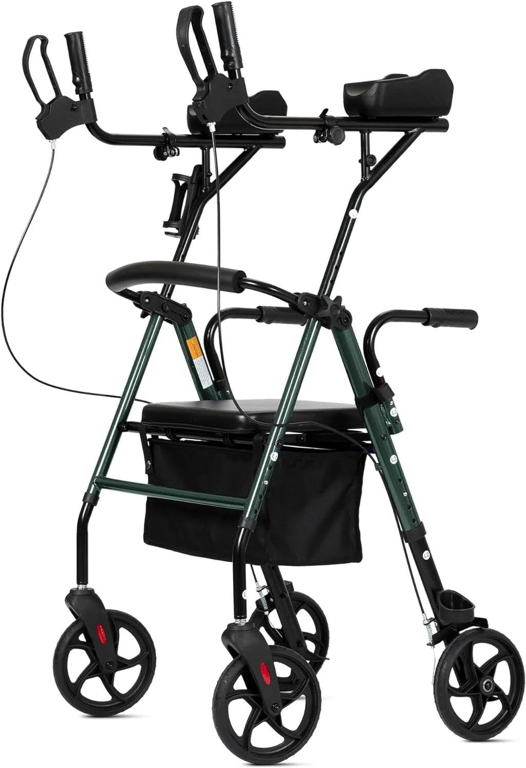 Red Aluminum Upright Rollator Walker with Seat and Backrest C9934