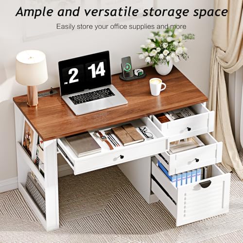Antique Cream 7 Drawer Computer Desk M34205