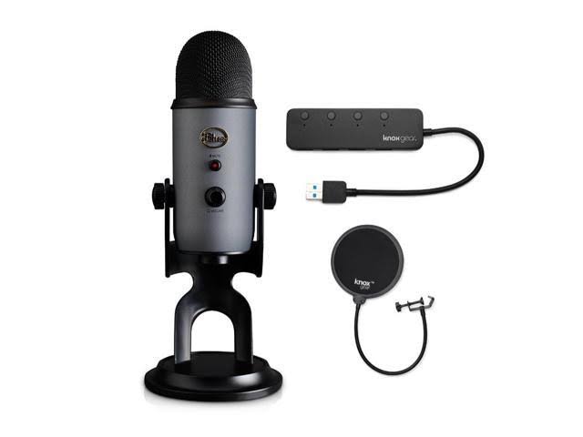 Blue Yeti Slate USB Mic with USB Hub and Pop Filter N9816