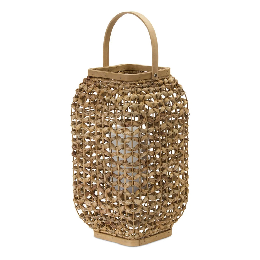 Decorative Lantern 21.5"H Wicker Glass F261657