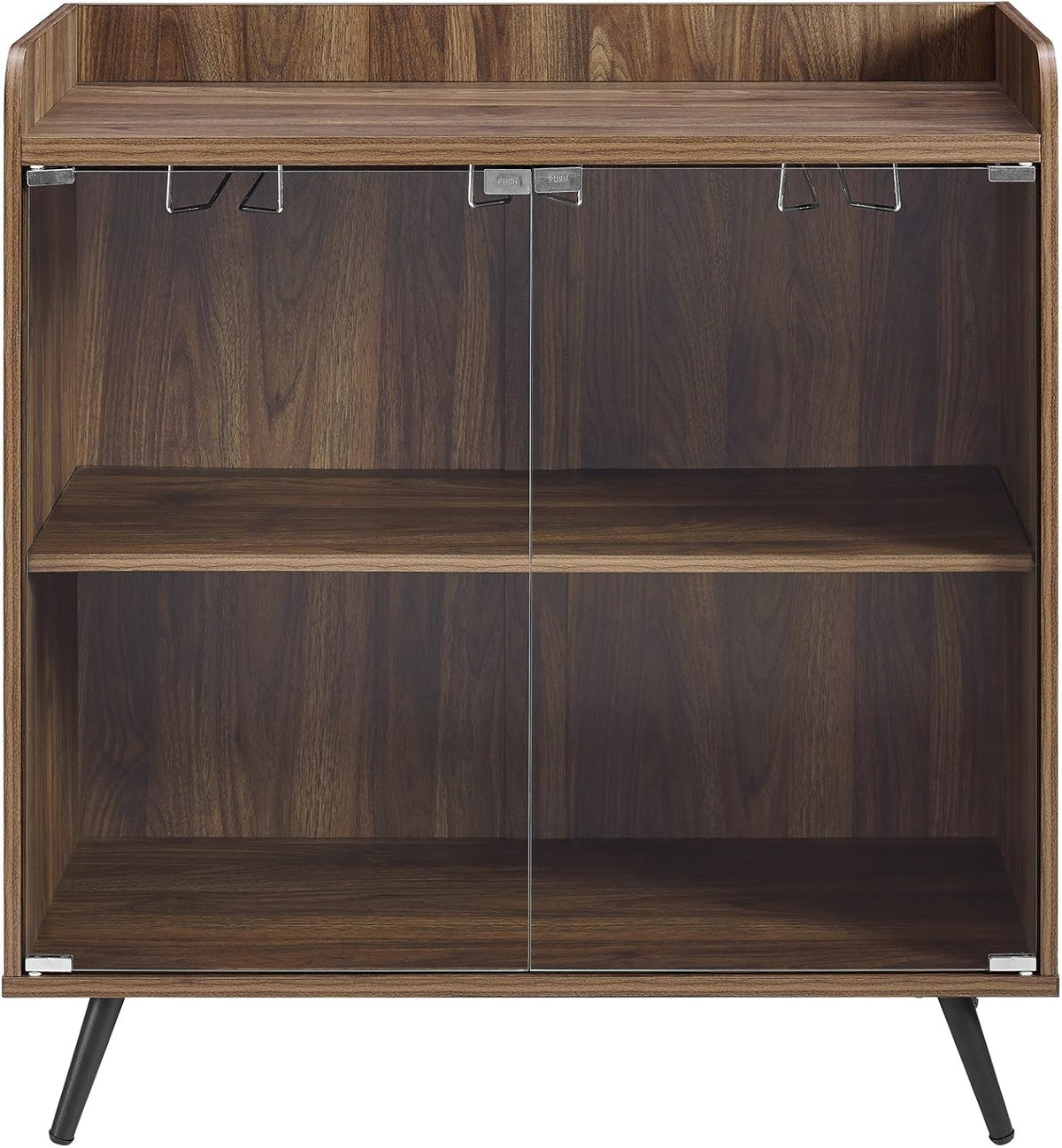 Dark Walnut Double Glass Door Bar Cabinet E929