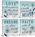 4 Panel Teal Blue Dandelion Canvas Wall Art T38027