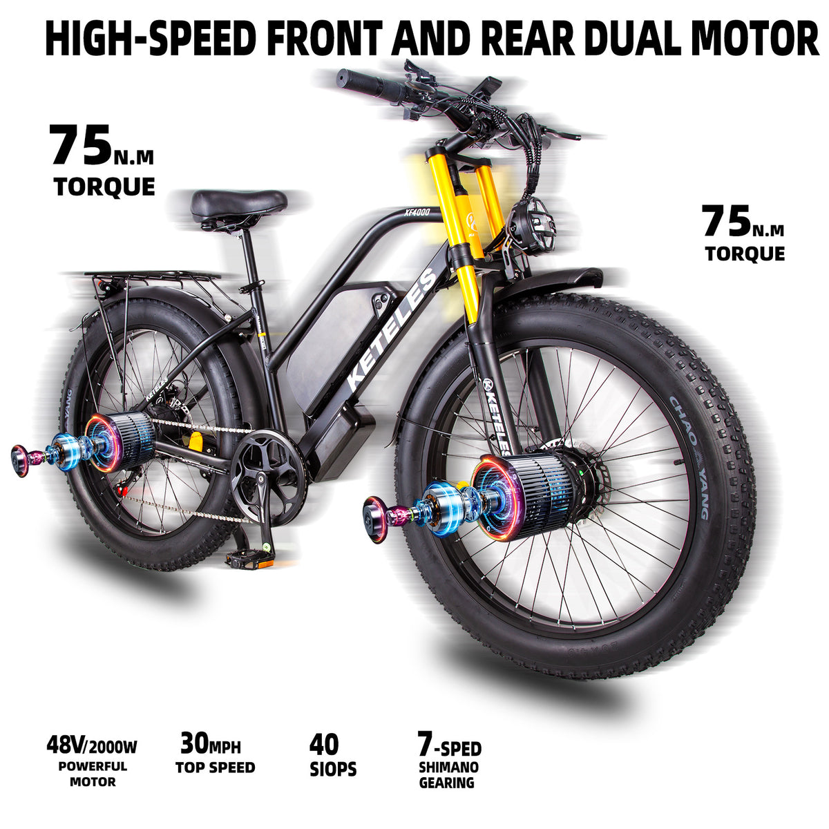 26" Fat Tire Electric Mountain Bike with Removable Battery T945213
