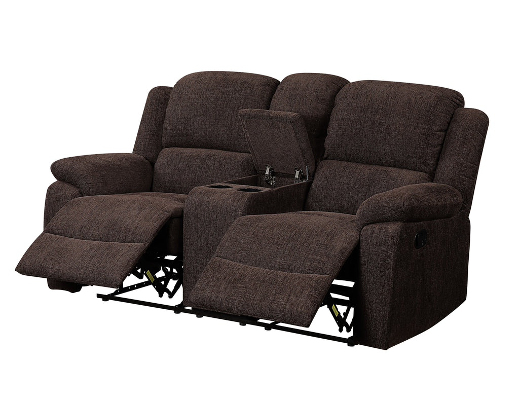 Brown Chenille Loveseat with Console C462361