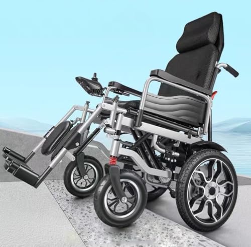 Reclining Foldable Electric Wheelchair with Headrest, Flip Arm, Controller (20AH) E3320