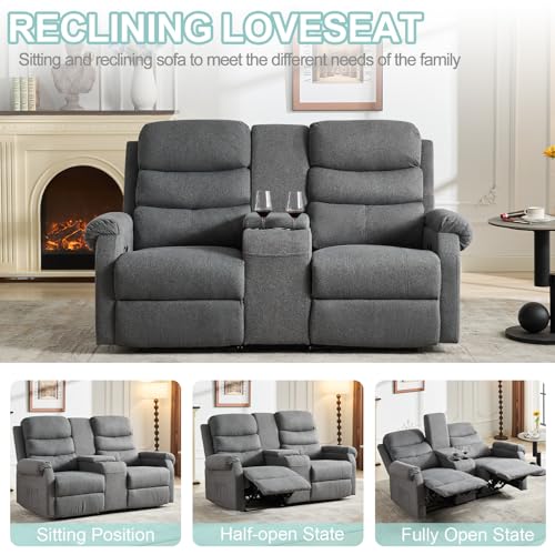 Brown 2 Seater Manual Recliner Loveseat Sofa Q781