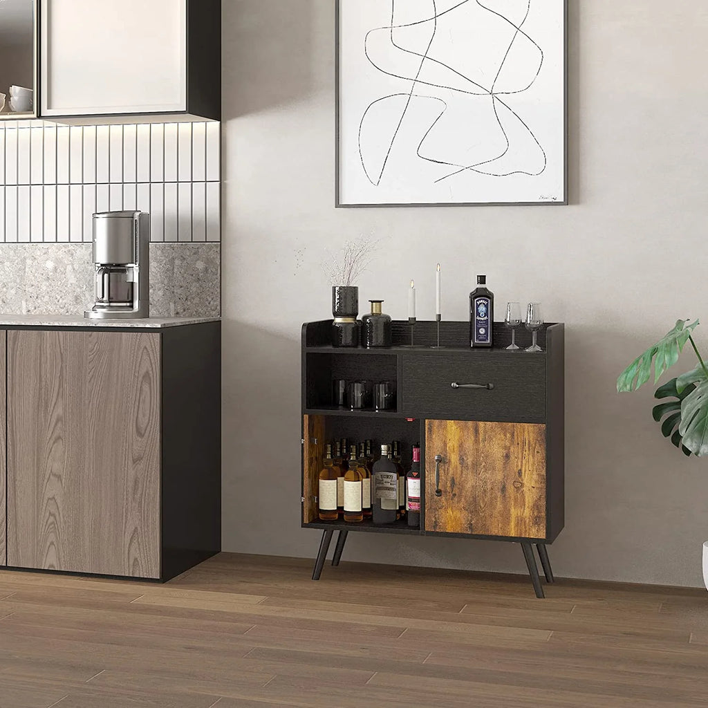 Cabinet with 1 Drawer 2 Doors 1 Open Shelves Free Standing Cupboard with 4 Legs O657477