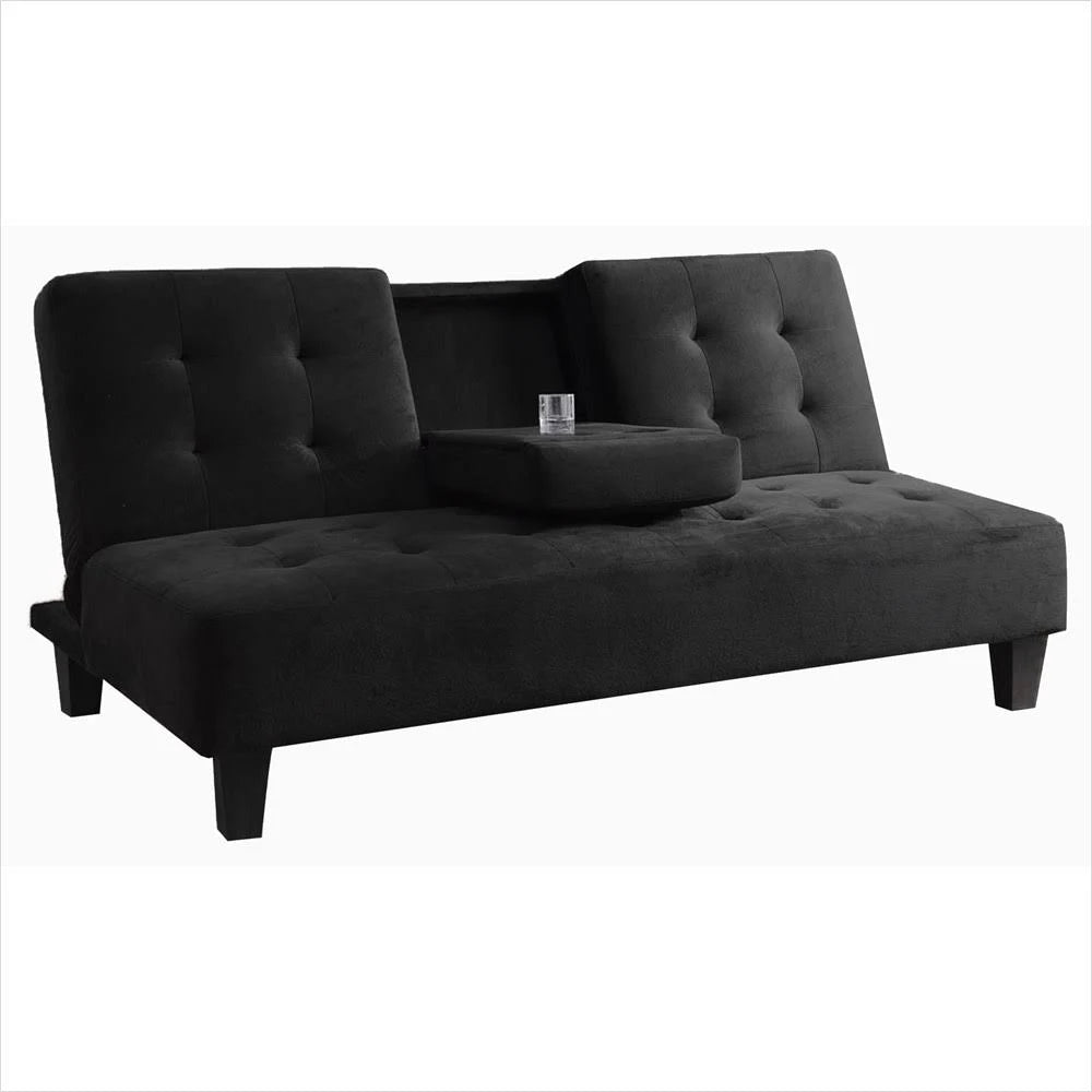Brown Futon Sofa Bed with Cup Holder T808