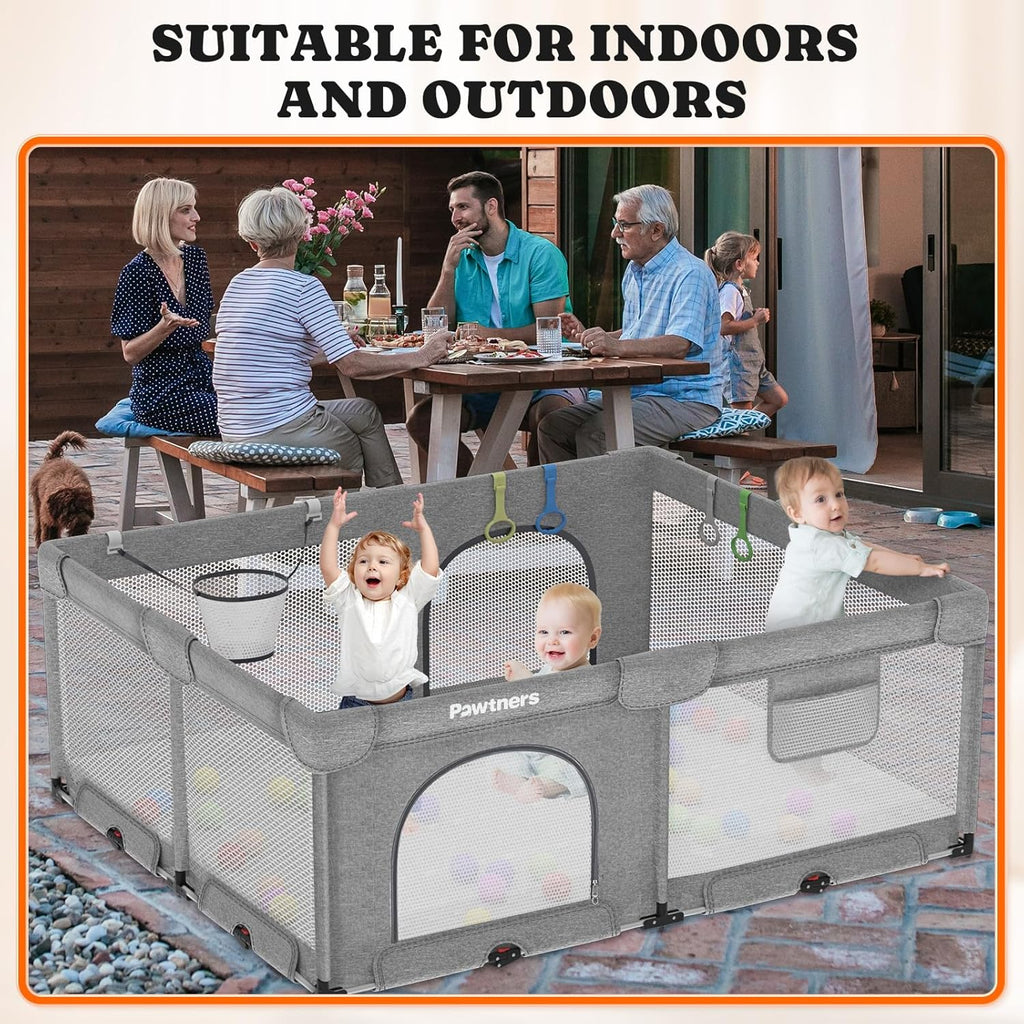 71"L x 59"W x 27"H Large Portable Baby Playpen with 50PCS Ocean Ball F62721
