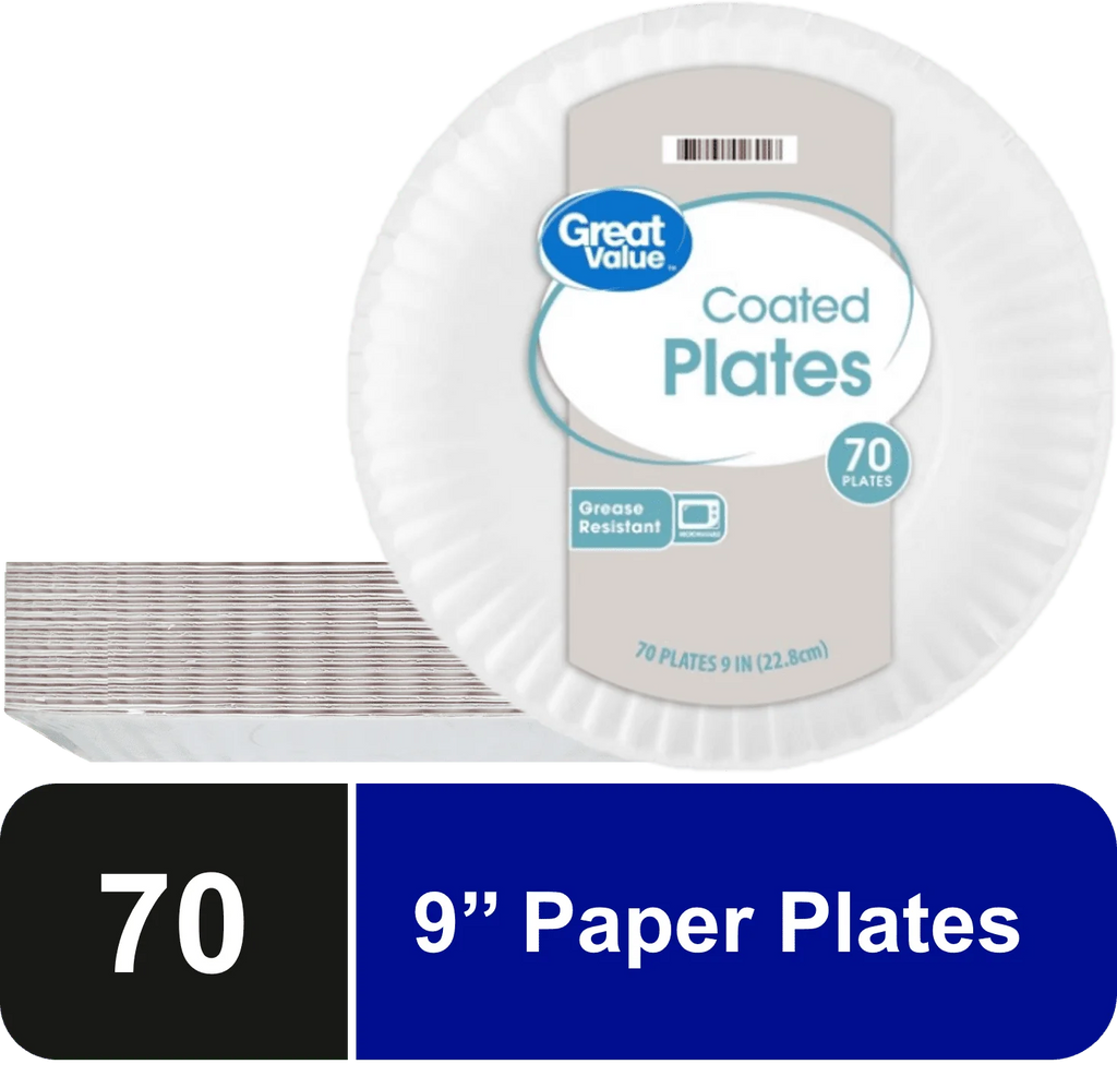 White 9 in 70 Count Disposable Paper Plates T961