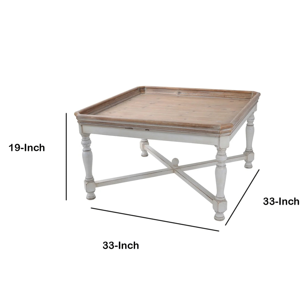 Square Shaped Wooden Coffee Table with Beveled Edges M2859