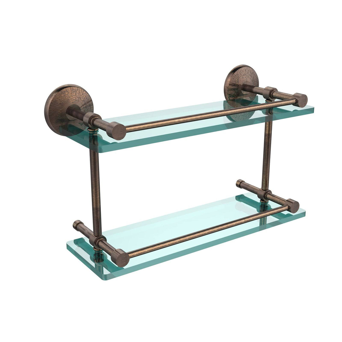 Venetian Bronze 16 inch Double Glass Shelf with Gallery Rail L853