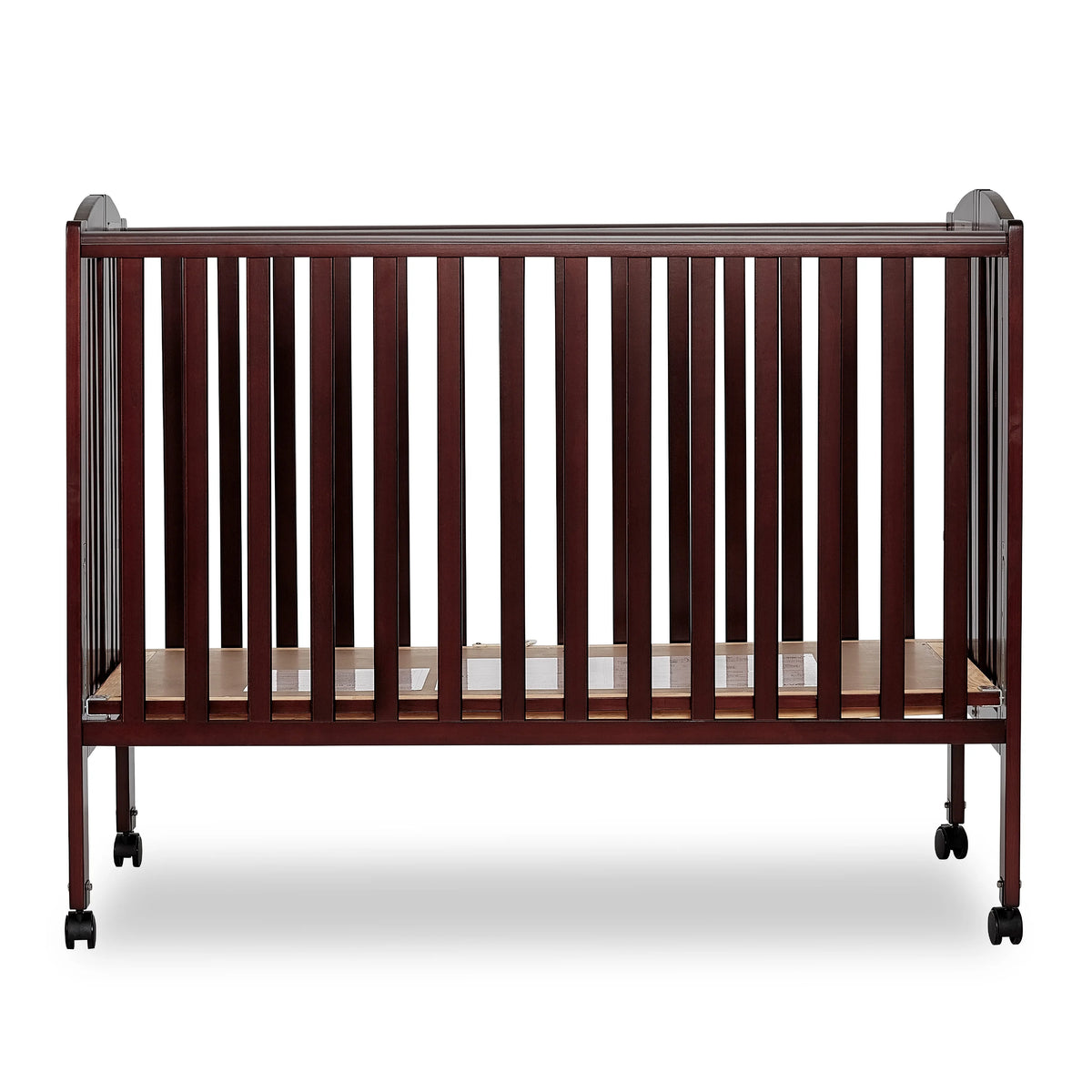 Full Size 2-in-1 Folding Stationary Side Crib with Locking Wheels, Espresso Q905