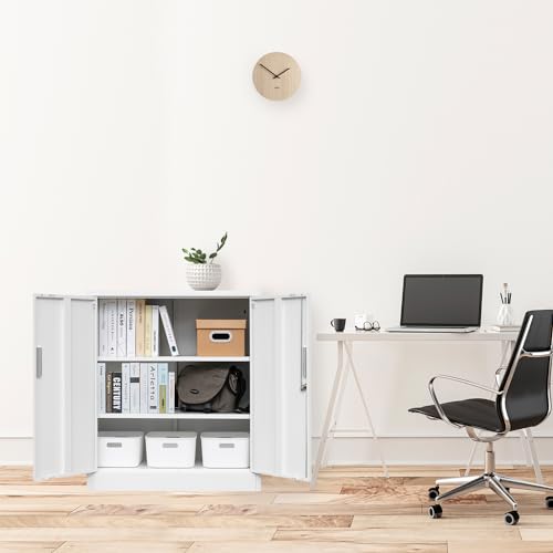 Black 36.2" H Metal Storage Cabinet with Shelves and Doors R434