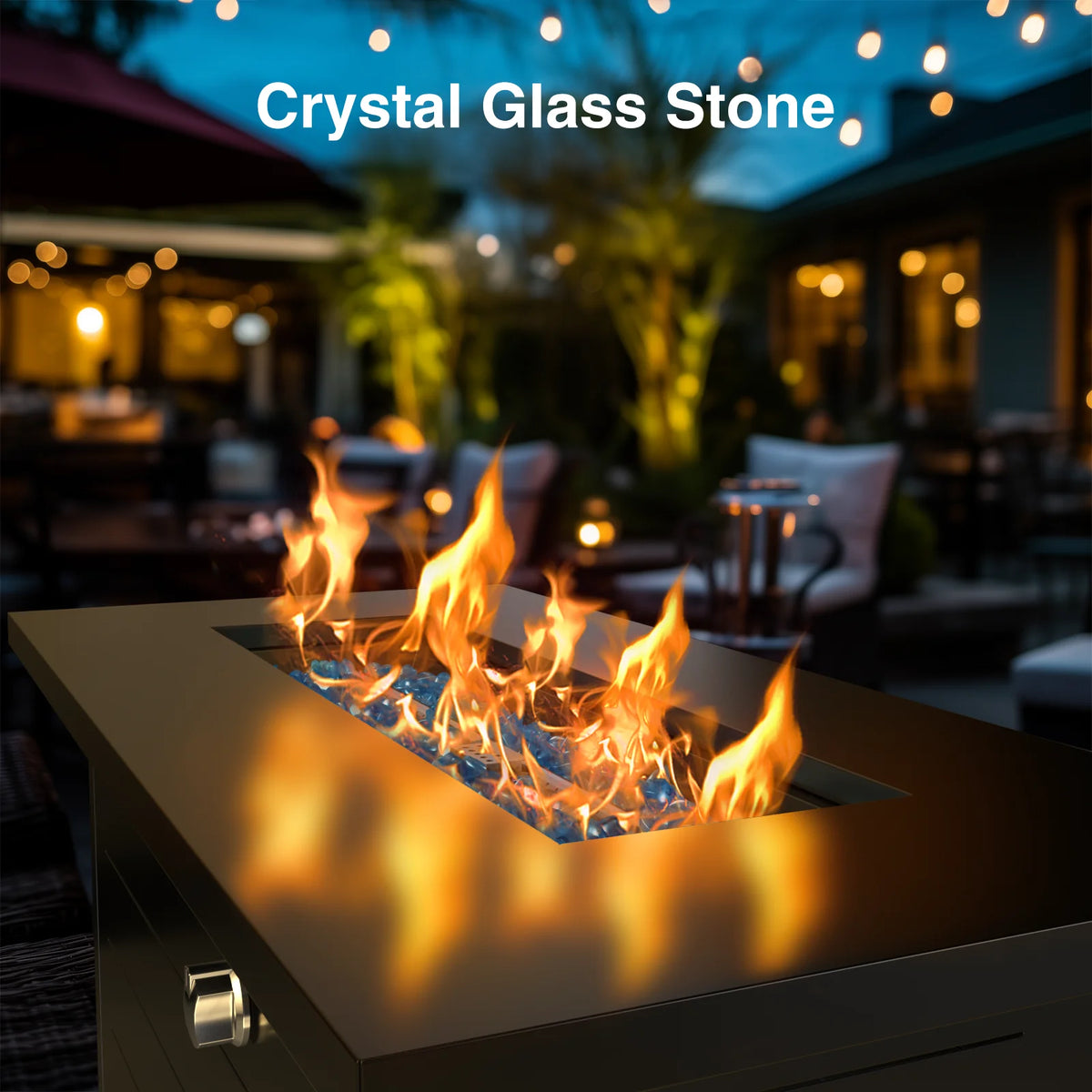 28 Inch 50000 BTU Steel Propane Fire Pit Table with Lid and Lava Rock K6252