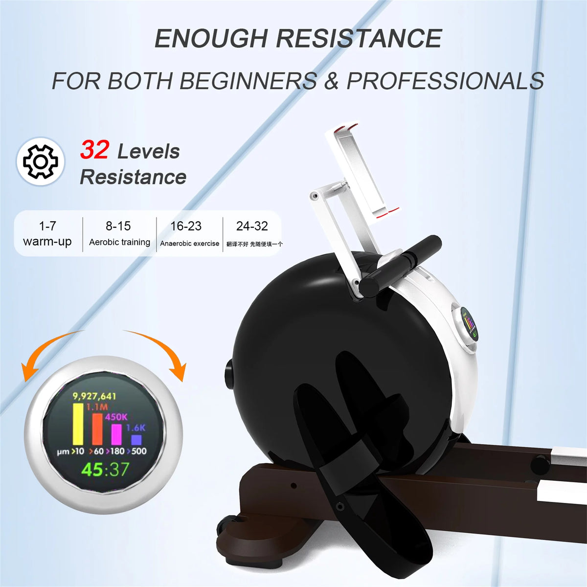 Magnetic Rowing Machine with 32 Levels Resistance, LCD Display Y7429