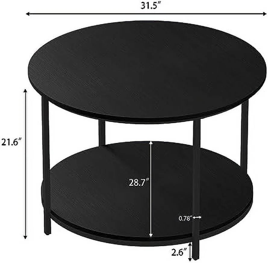 31.5 inch 2-Tier Rustic Wood Coffee Table with Open Shelf M414255