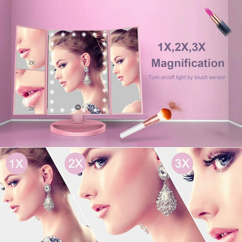 Trifold Makeup Vanity Mirror with Lights N797039