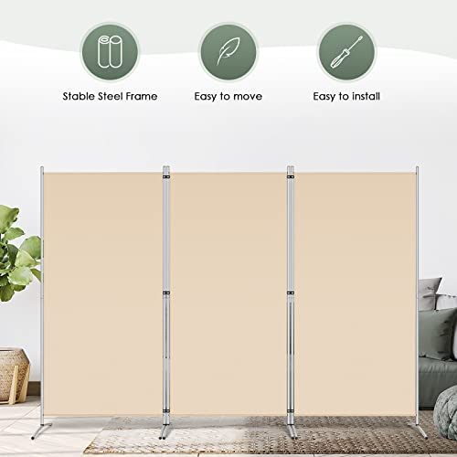 4 Panel 6 FT Folding Privacy Screen Room Divider, Black N2325