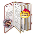 Red Legal Size Pressboard Classification Folders with Fasteners, 3 Dividers, 10/Box B5824