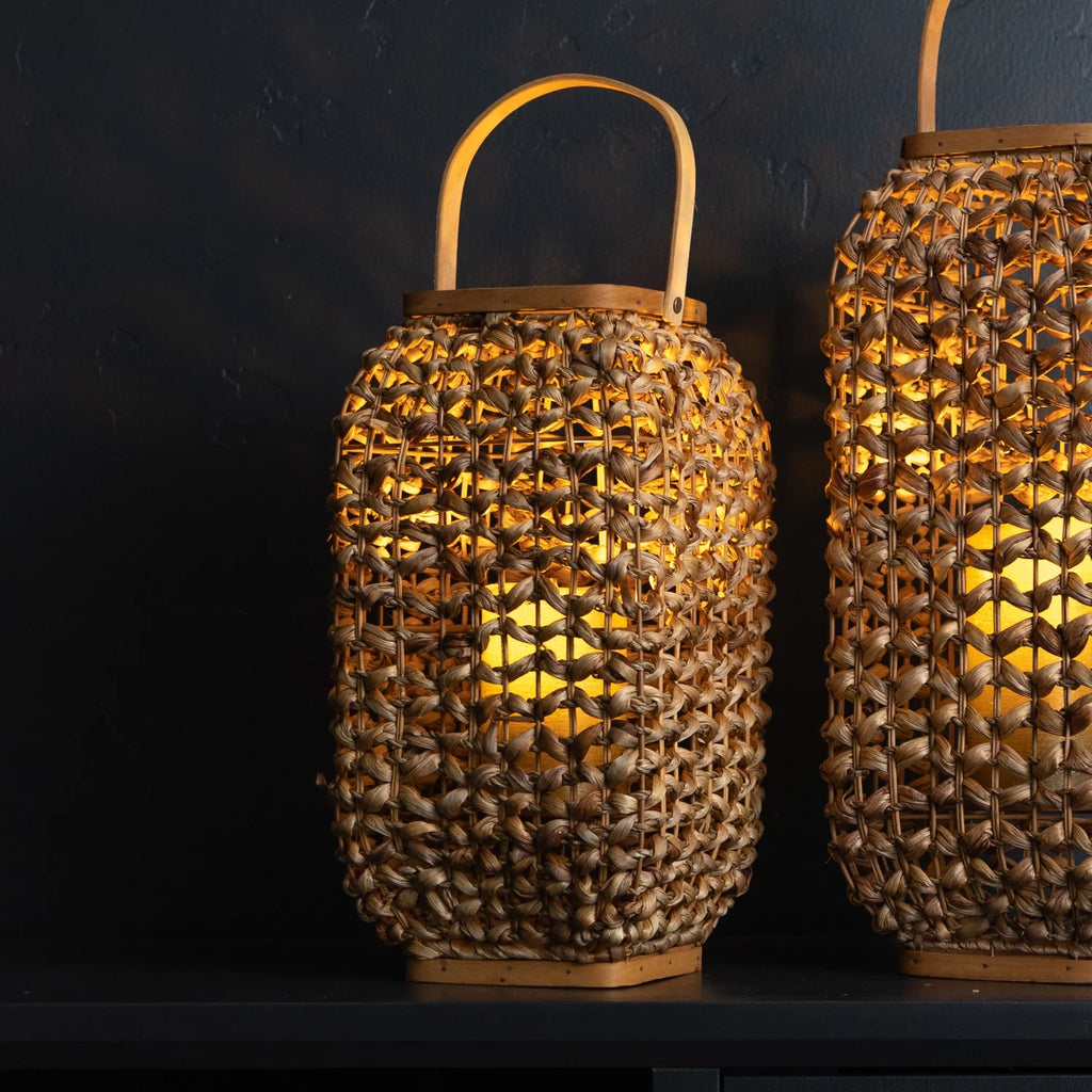 Decorative Lantern 21.5"H Wicker Glass F261657
