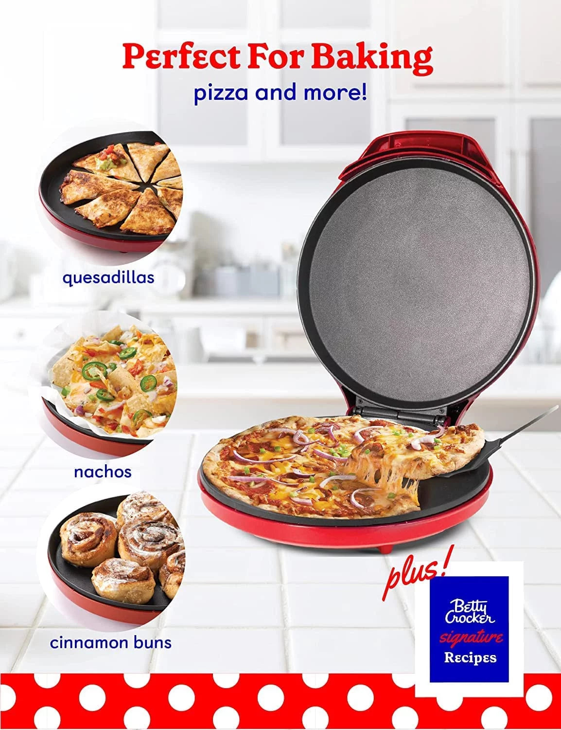 Countertop Pizza Maker with Pizza Cutter and Parchment Paper Q92580