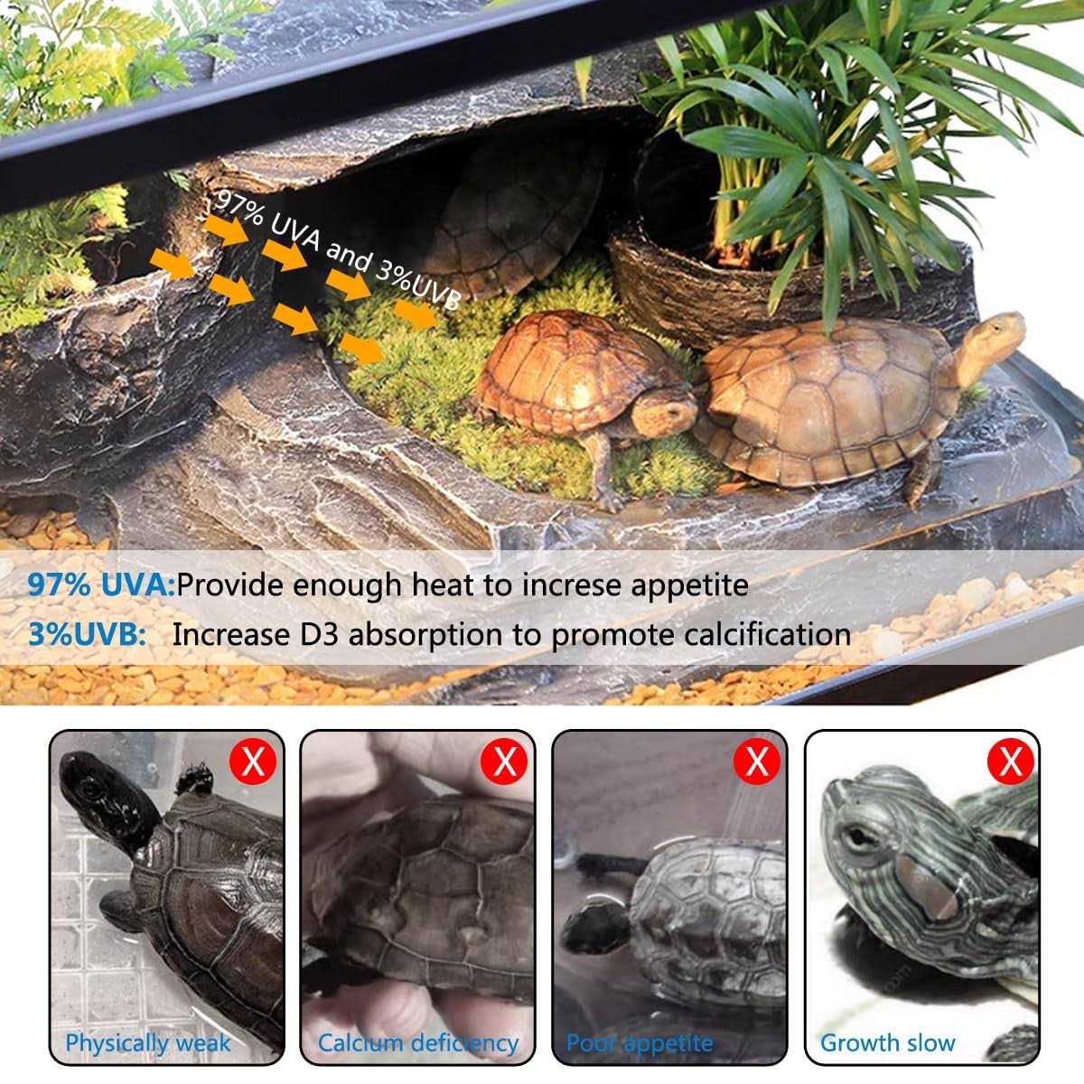 Reptile Heat Lamp with 50W UVA UVB Light Bulb P905