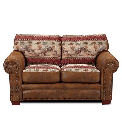 Rust Red Microfiber Round Arm Loveseat E412045