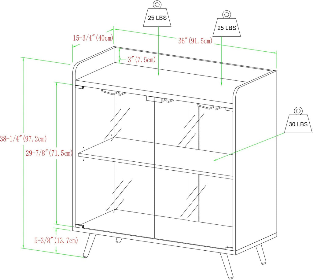 Dark Walnut Double Glass Door Bar Cabinet E929