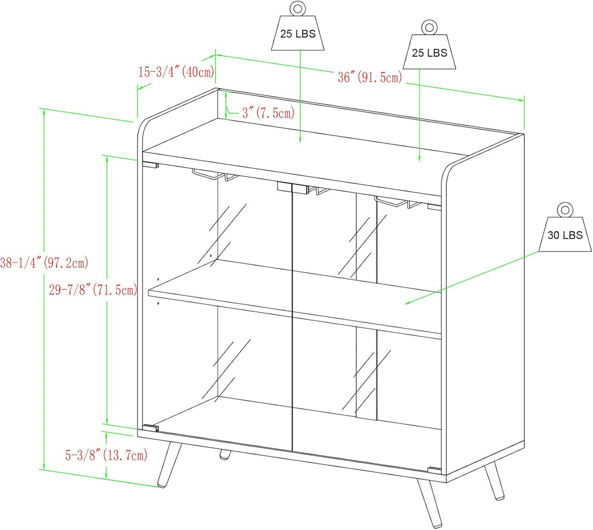 Dark Walnut Double Glass Door Bar Cabinet E929