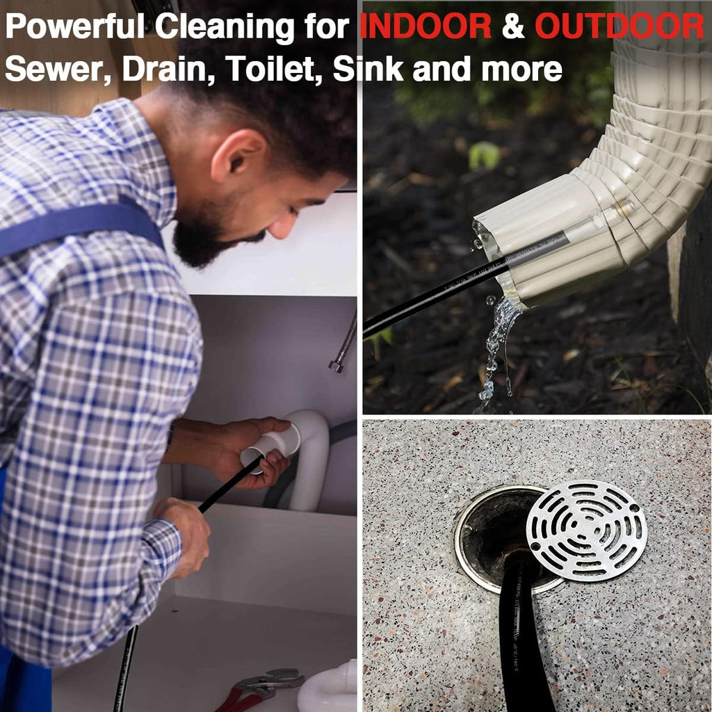 Sewer Jetter Kit for Pressure Washer, 50 FT 1/4 Inch NPT Drain Cleaning Hose, 4000 PSI Pack of 2 T1191