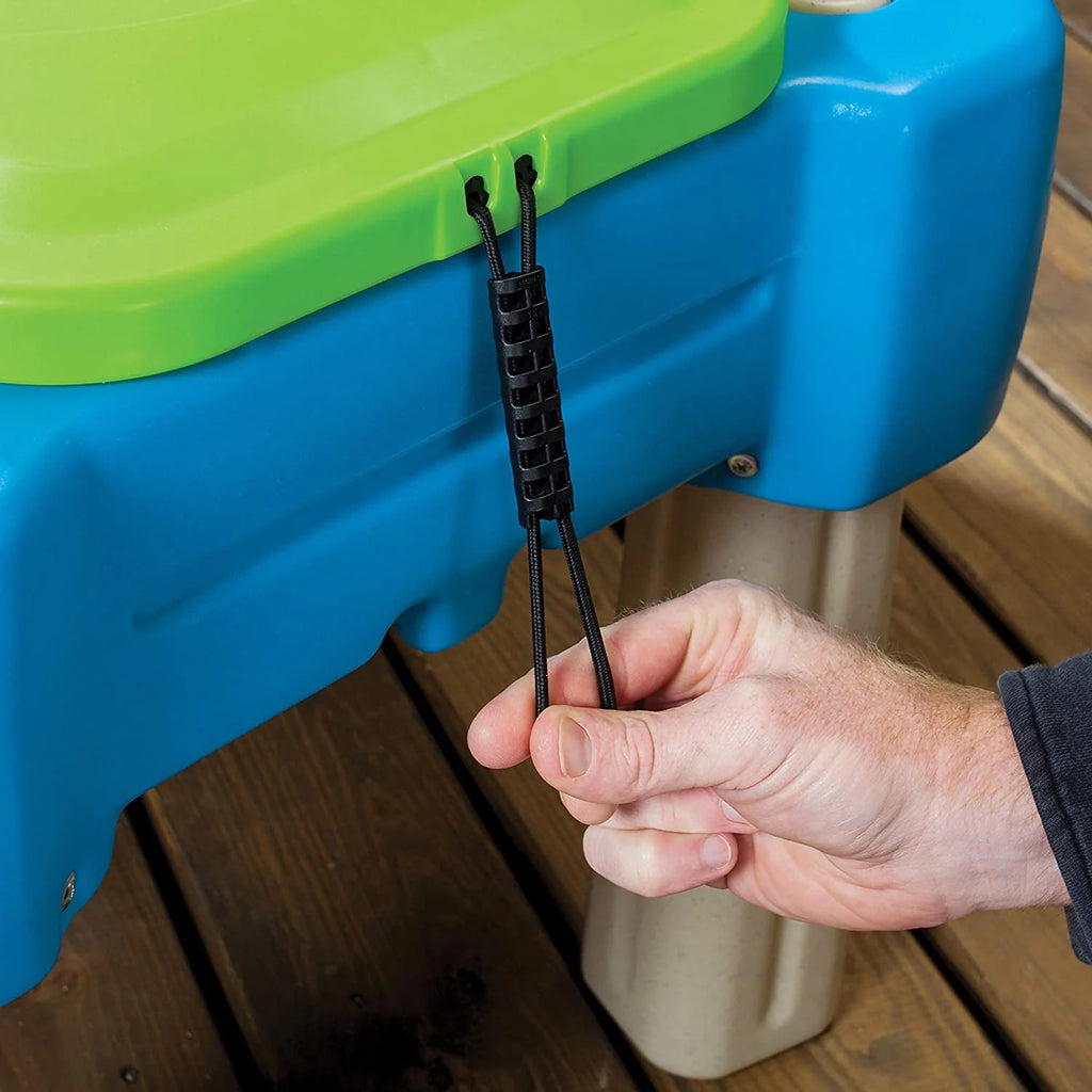 Blue Plastic Sandbox and Water Table with Cover and Umbrella S265494