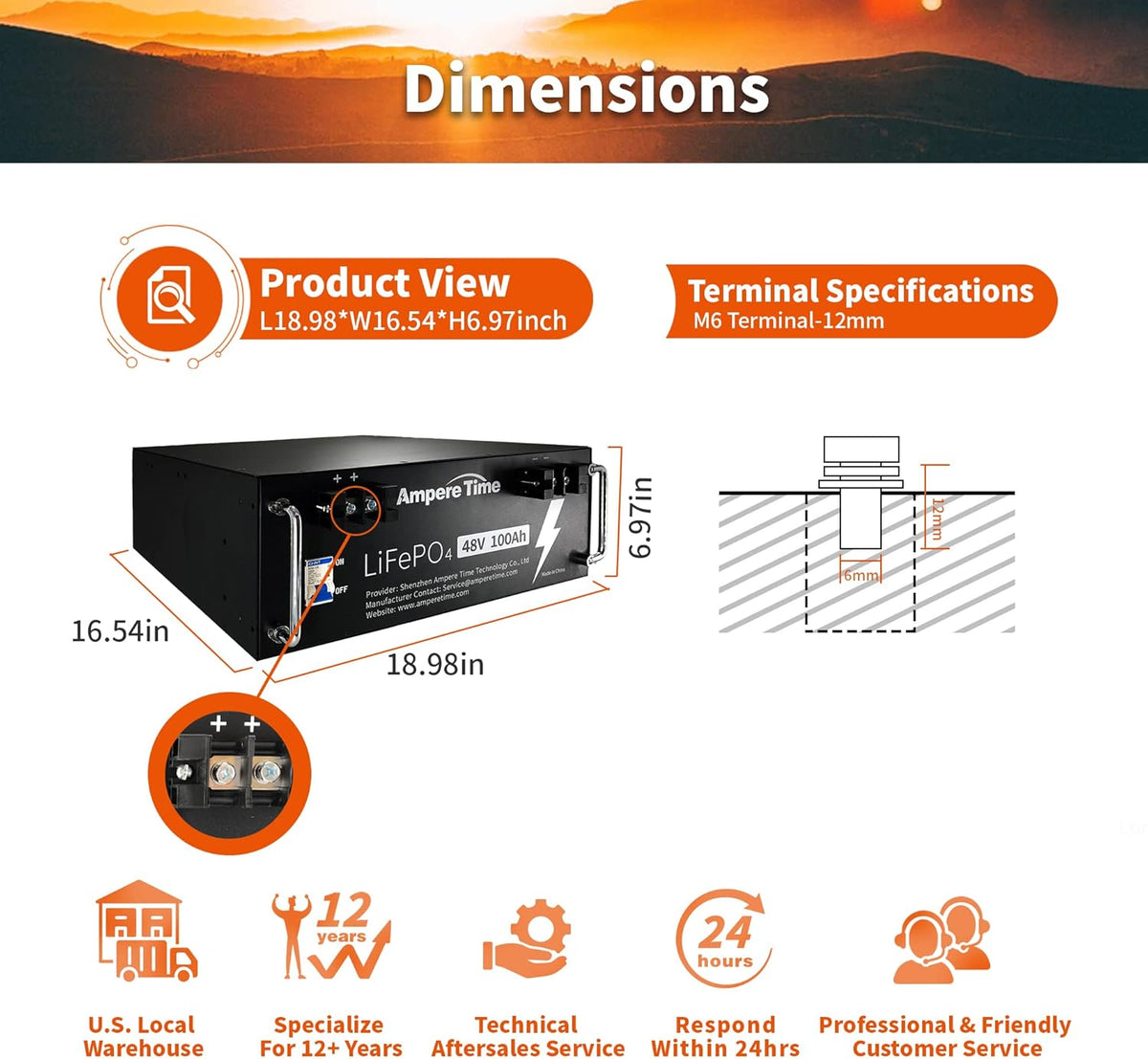 12V 100Ah LiFePO4 Deep Cycle Battery with Built-in BMS G669016