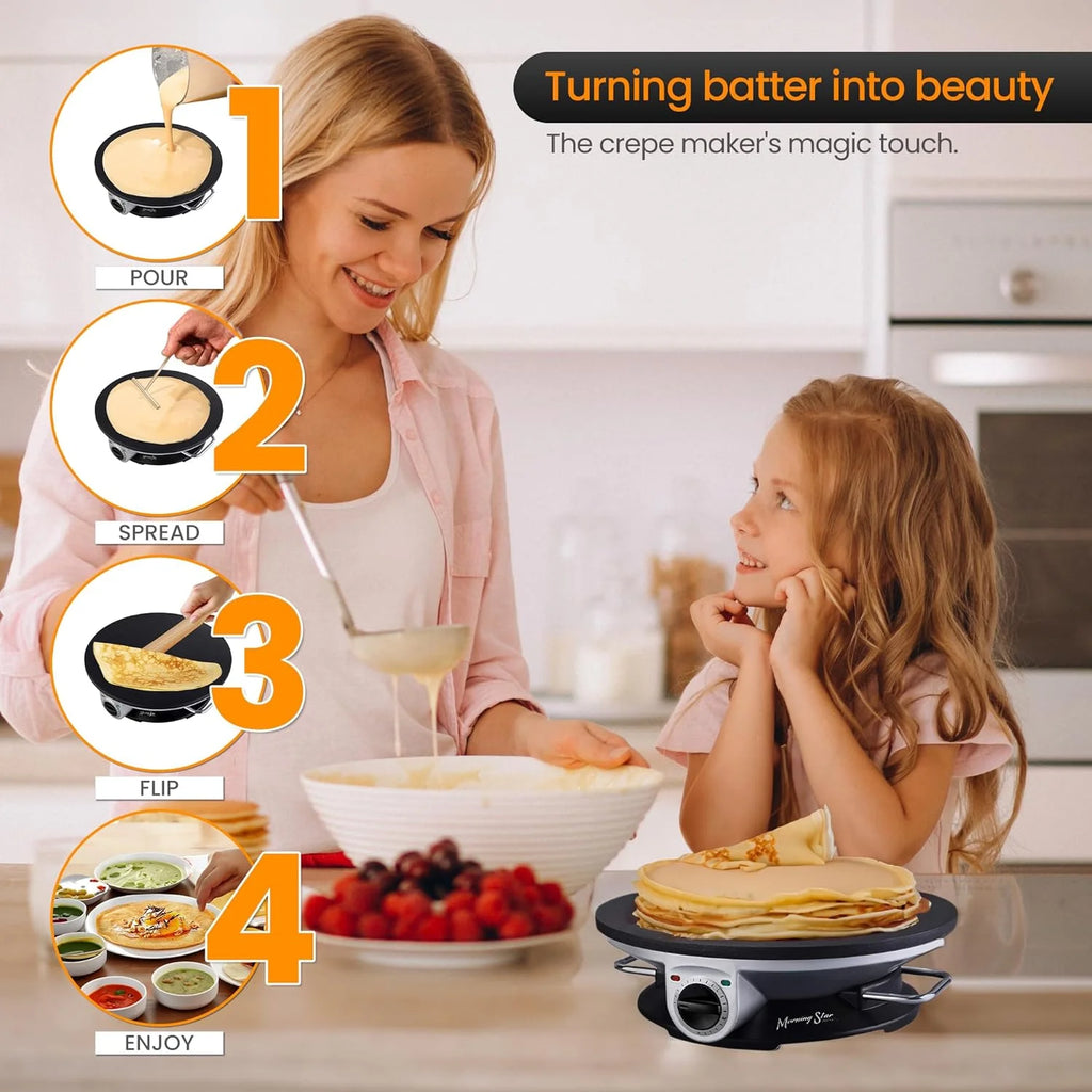 Non Stick Electric Crepe Maker with Temperature Knob V31513