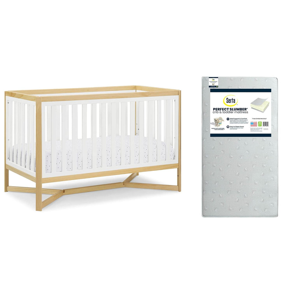 4-in-1 Convertible Crib and Dual Sided Crib & Toddler Mattress F64955