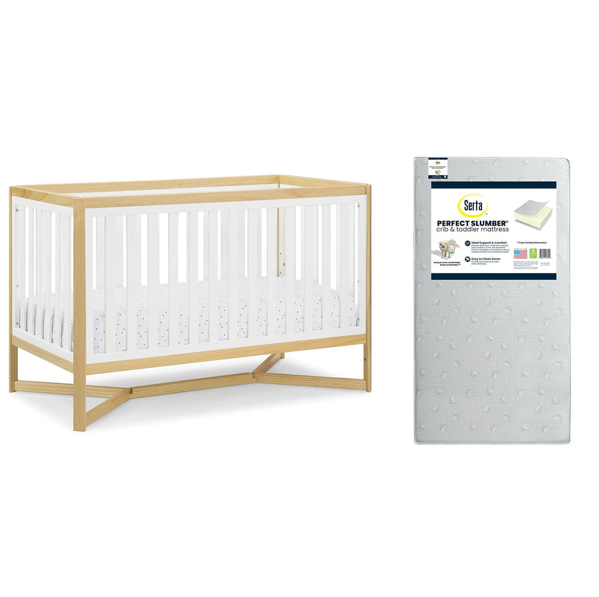 4-in-1 Convertible Crib and Dual Sided Crib & Toddler Mattress F64955