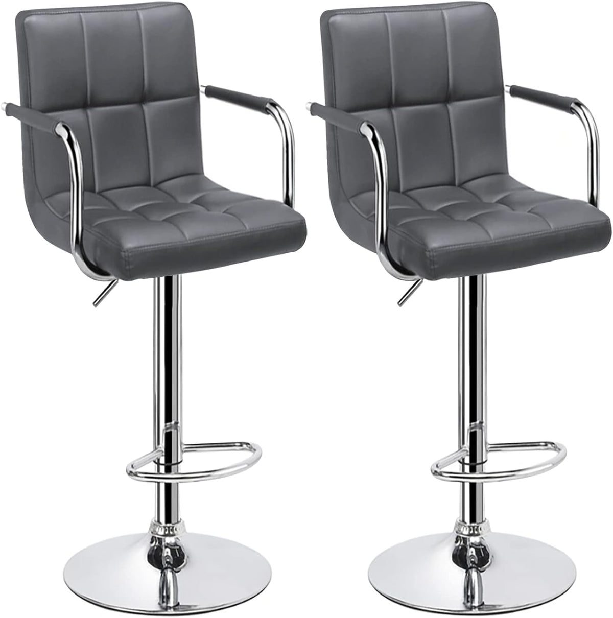 White Adjustable Swivel Bar Stools Set of 2 V345