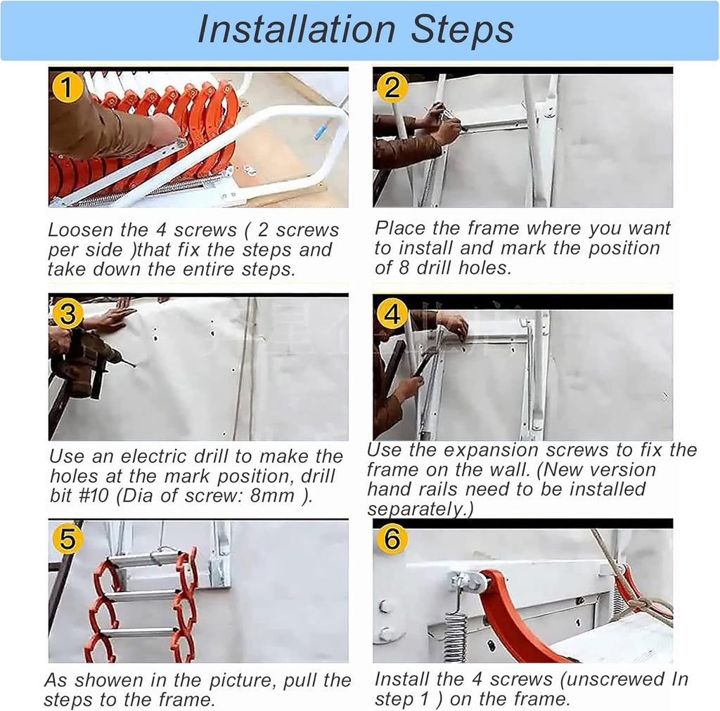 Blue 9.8ft Al-Mg Alloy Folding Attic Ladder with Armrests W243479