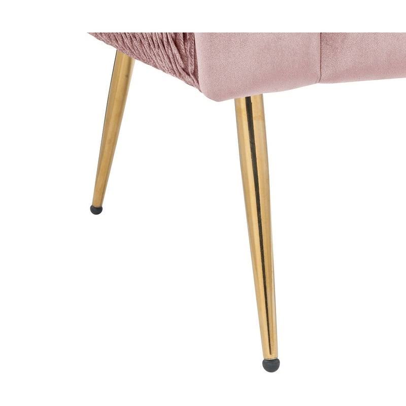 Blush Pink Velvet Barrel Accent Chair with Metal Legs F457
