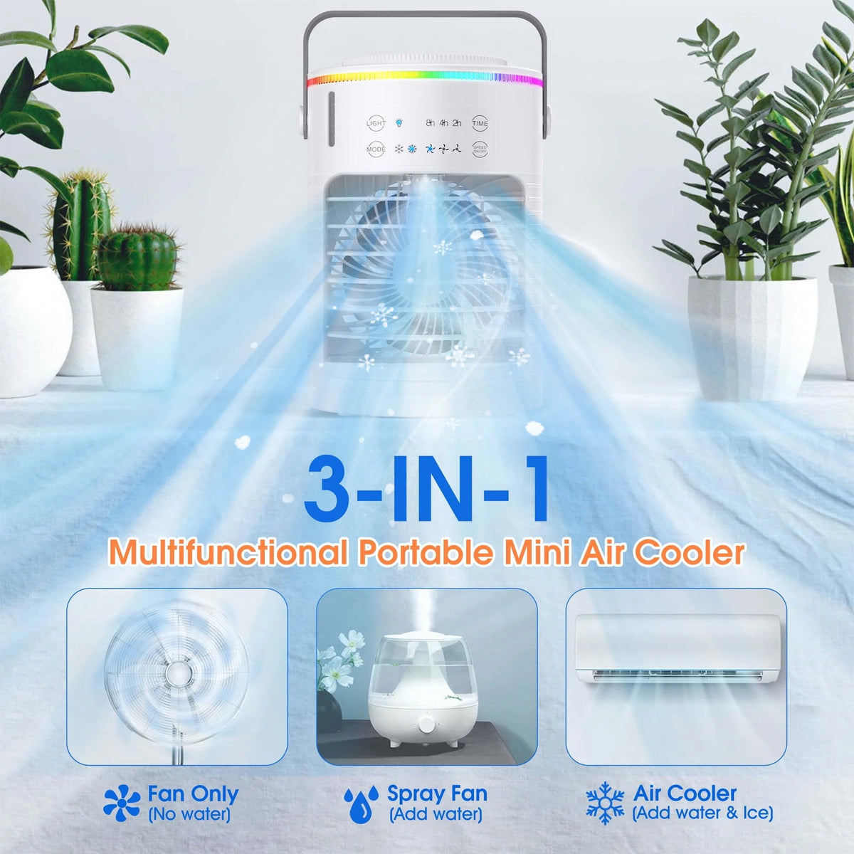 Portable Air Conditioner Fan, Evaporative Air Cooler, 1600ml Double Tank C26888