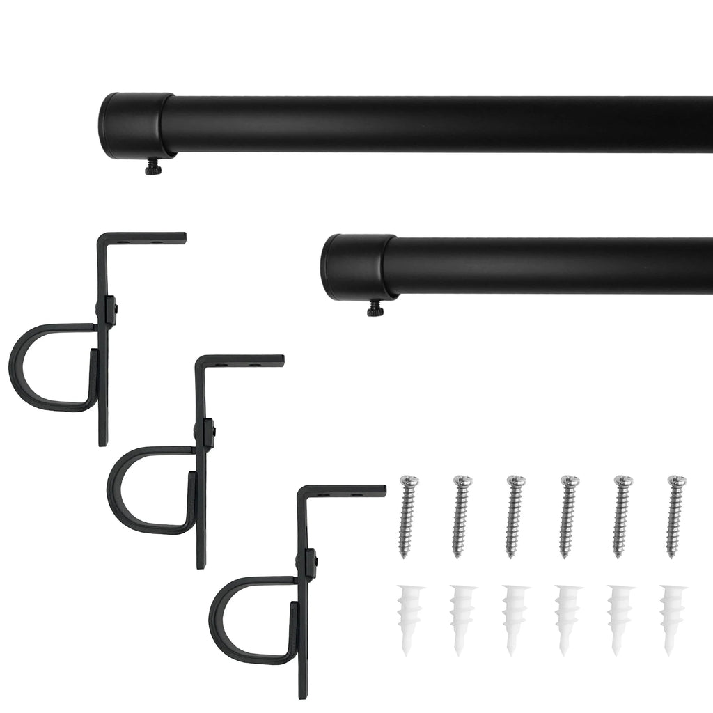72"-144" 1" dia. Matte Black Curtain Rod Set L141
