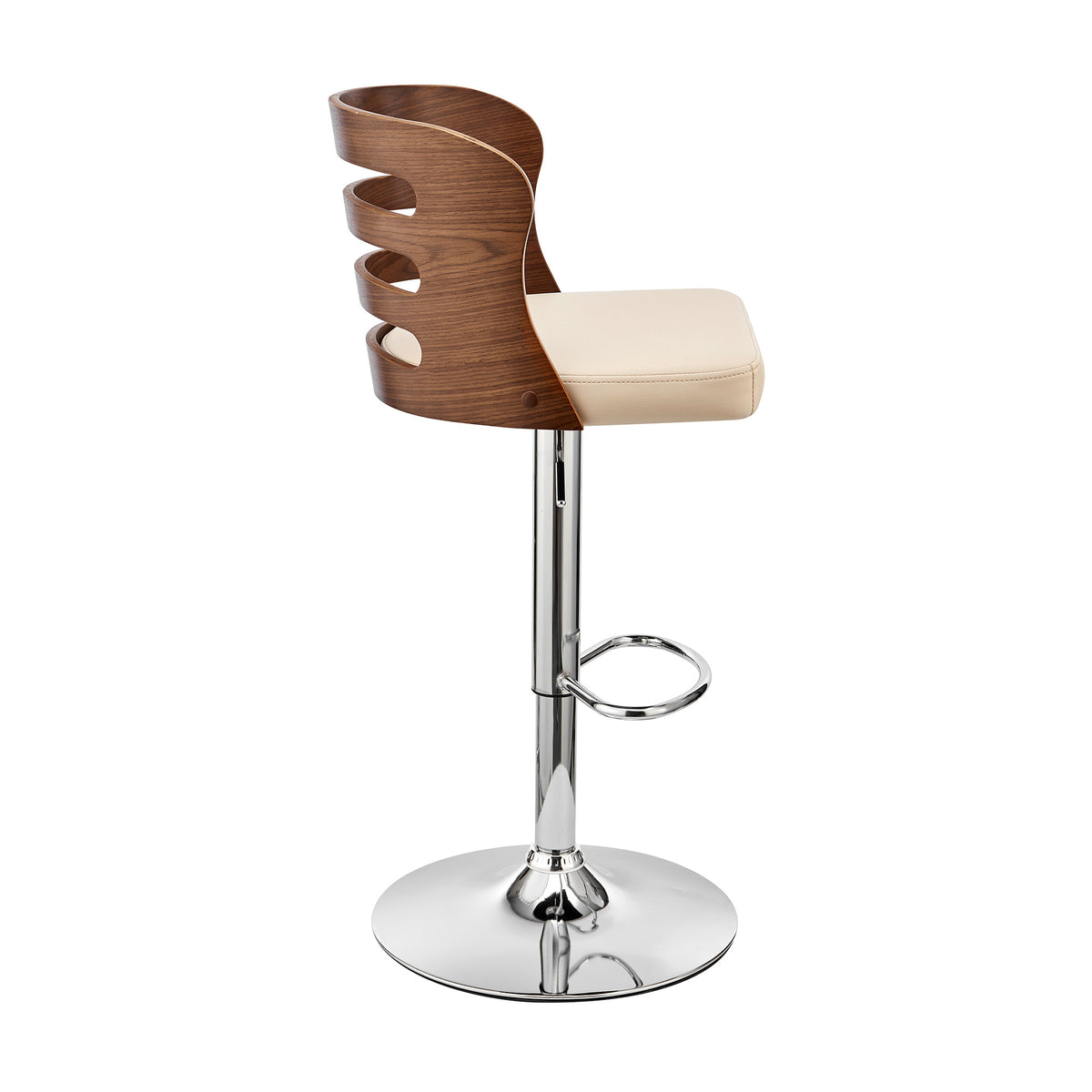 Cream Upholstered Chrome Base Adjustable Swivel Bar Stool X241027