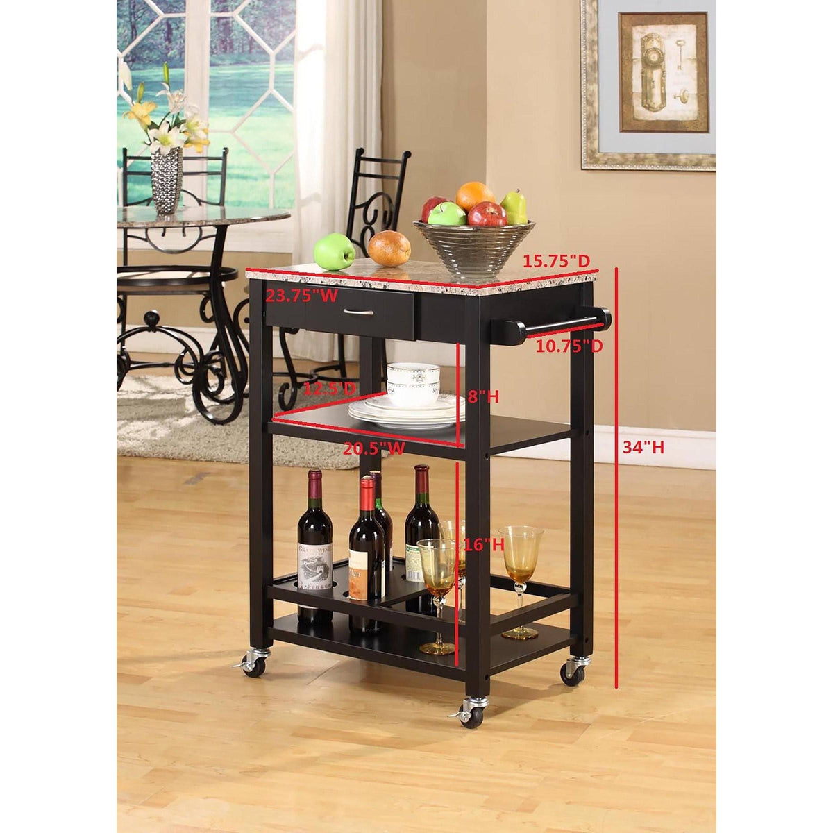 Marbled Kitchen Buffet Serving Cart A679